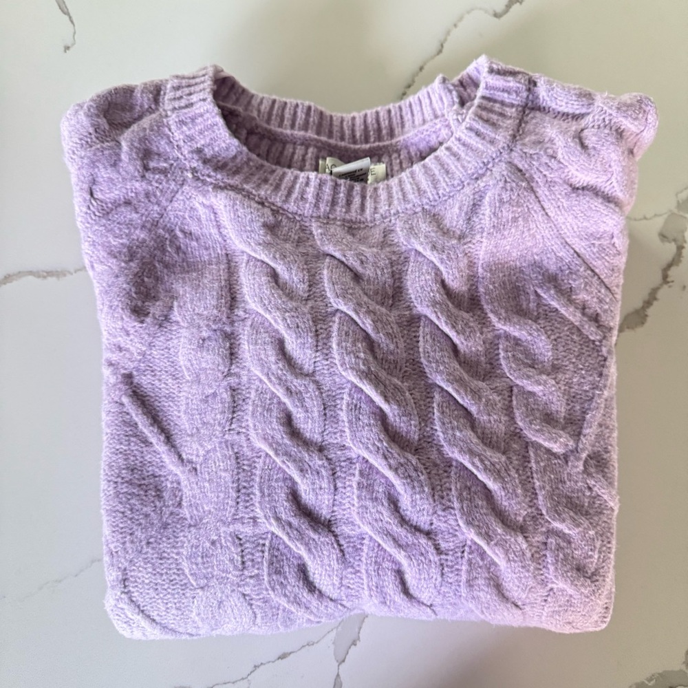 Rachel Zoe Sweater Cable Knit Crewneck Lilac Purple Size M